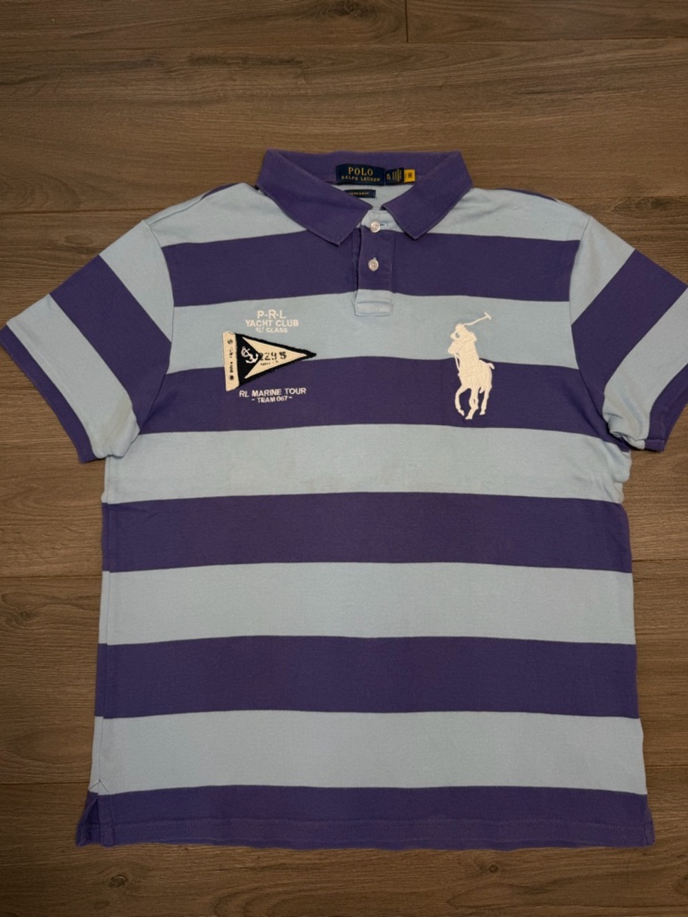 Ralph Lauren Striped Polo in Purple and Light Blue